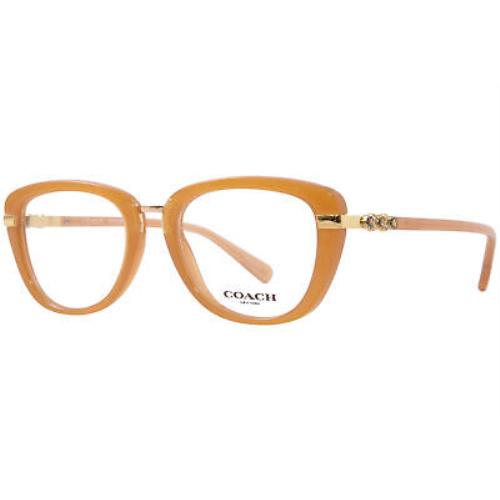 Coach HC6106B 5455 Eyeglasses Women`s Amber Gold Full Rim Square Shape 50mm