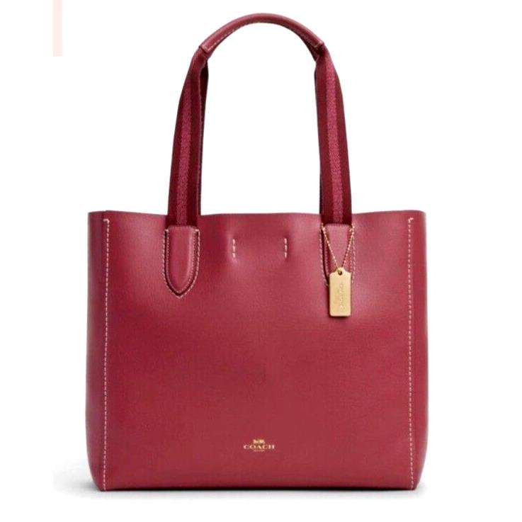 Coach Derby Tote Pebble Leather 58660 Rouge / Gold