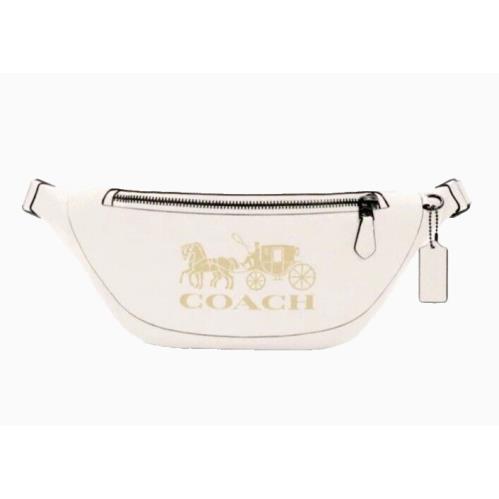 Coach C4137 Warren Belt Bag with Horse and Carriage Leather Embossed Chalk