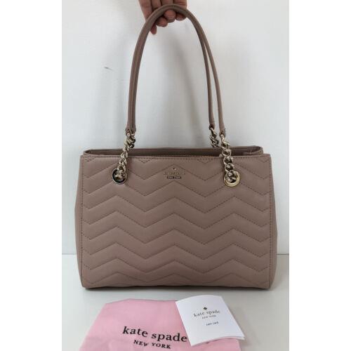 Kate Spade Reese Park Courtnee Quilted Leather Shoulder Bag Beige