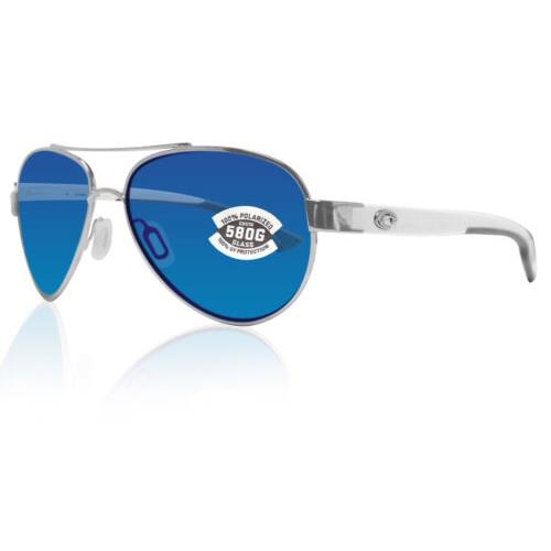 Costa Del Mar LR21OBMGLP Loreto Silver White Blue 580G Glass Polarized Lens