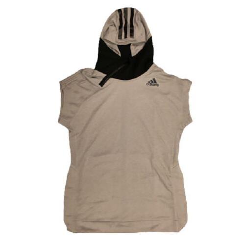 Adidas Womens Medium Hoodie Gray Short Sleeve Basketball Shooter Top