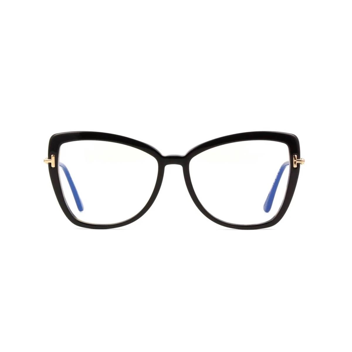 Tom Ford FT 5882-B Blue Block Shiny Black On Sand Havana 005 Eyeglasses