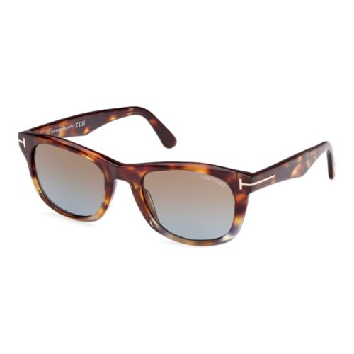 Tom Ford Kendel FT 1076 56B Sunglasses Havana / Brow Blue Gradient Square