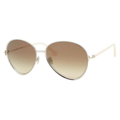 Tom Ford Rio 1028 16G Silver Ivory Gradient Women`s Sunglasses 59-16-140 W/case