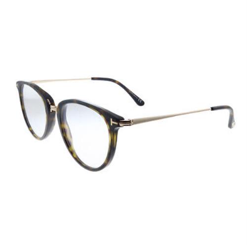 Tom Ford Soft FT5640-B 052 Shiny Dark Havana Gold Blue Block Eyeglasses 51mm