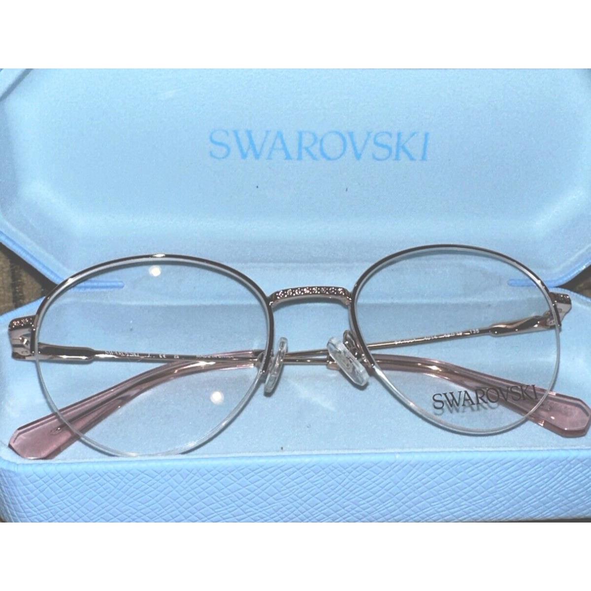 Swarovski SK1004 4014 Eyeglasses Frames Women`s Rose Gold Semi Rim Oval