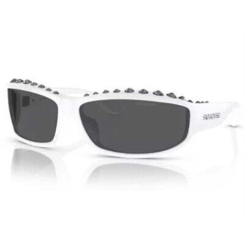 Swarovski SK6009 102987 Sunglasses Women`s White/dark Grey Rectangle Shape 73mm