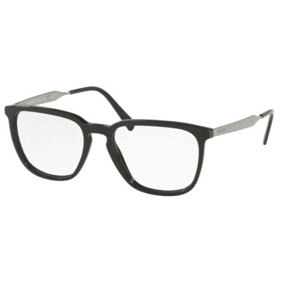 Prada Eyeglasses PR 07UV 1AB1O1 Black Silver Cinema Optical Frame 55mm