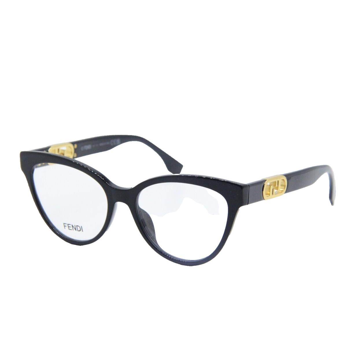 Fendi FE 50026I 001 Eyeglasses Black Gold Optical Frame 53mm