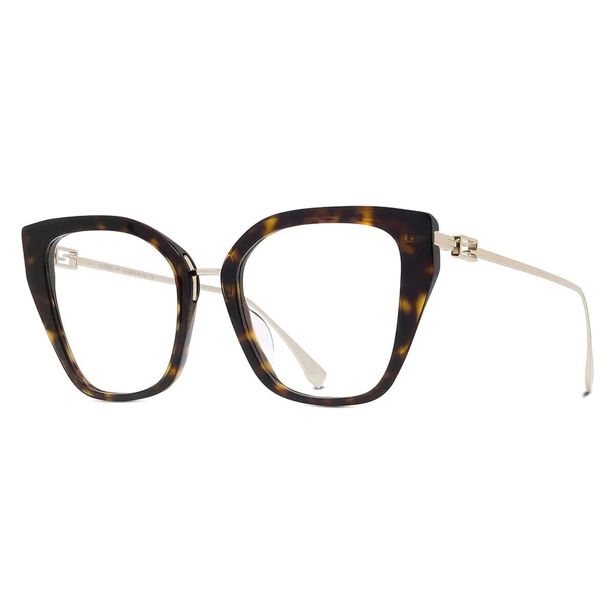 Fendi FE 50011I 052 Eyeglasses Shiny Dark Havana Optical Frame 51mm