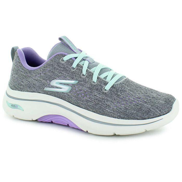 Womens Skechers GO Walk Arch Fit 2.0 - Vivid Sunset Gray Lilac Mesh Shoes
