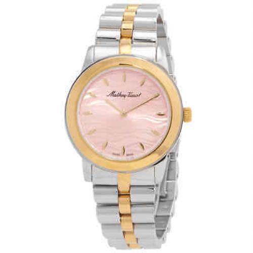 Mathey-tissot Artemis Quartz Pink Dial Ladies Watch D10860BYPK - Dial: Pink, Band: Two-tone (Silver-tone and Yellow Gold PVD), Bezel: Silver-tone