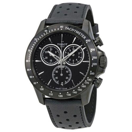 Tissot V8 Men`s Black Dial Chrono Black Leather Strap Watch T106.417.36.051.00