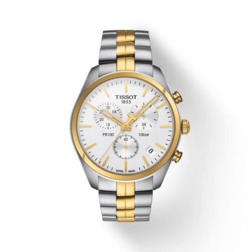 Tissot PR100 Chronograph Silver Dial Two-tone Men`s Watch T101.417.22.031.00