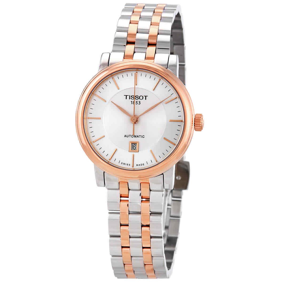 Tissot T-classic Carson Silver Dial Ladies Watch T122.207.22.031.01 - Dial: Silver, Band: Silver, Pink, Bezel: Pink