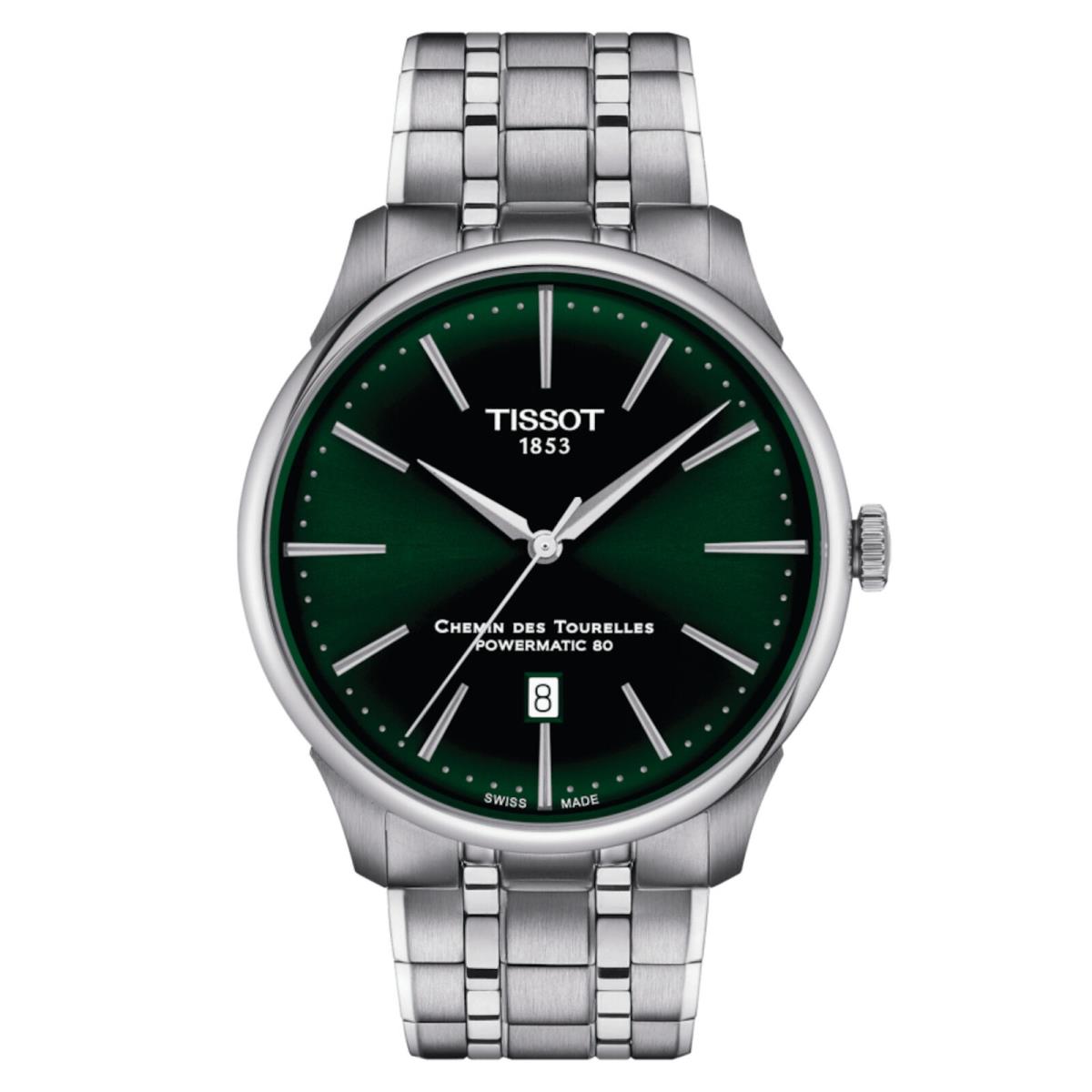 Tissot Chemin Des Tourelles Powermatic 80 Green Dial Watch T139.407.11.091.00 - Dial: Green, Band: Silver