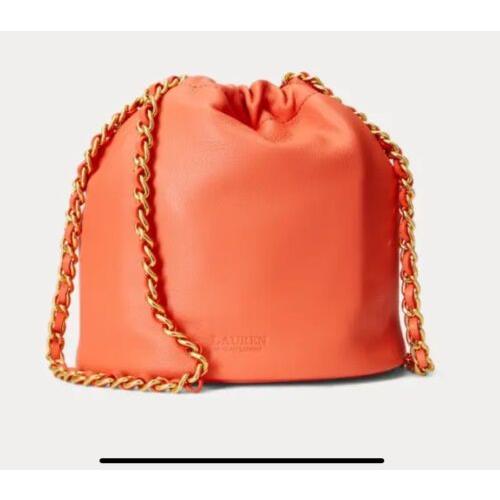 Lauren Ralph Lauren Portside Coral Nappa Leather Medium Emmy Bucket Bag