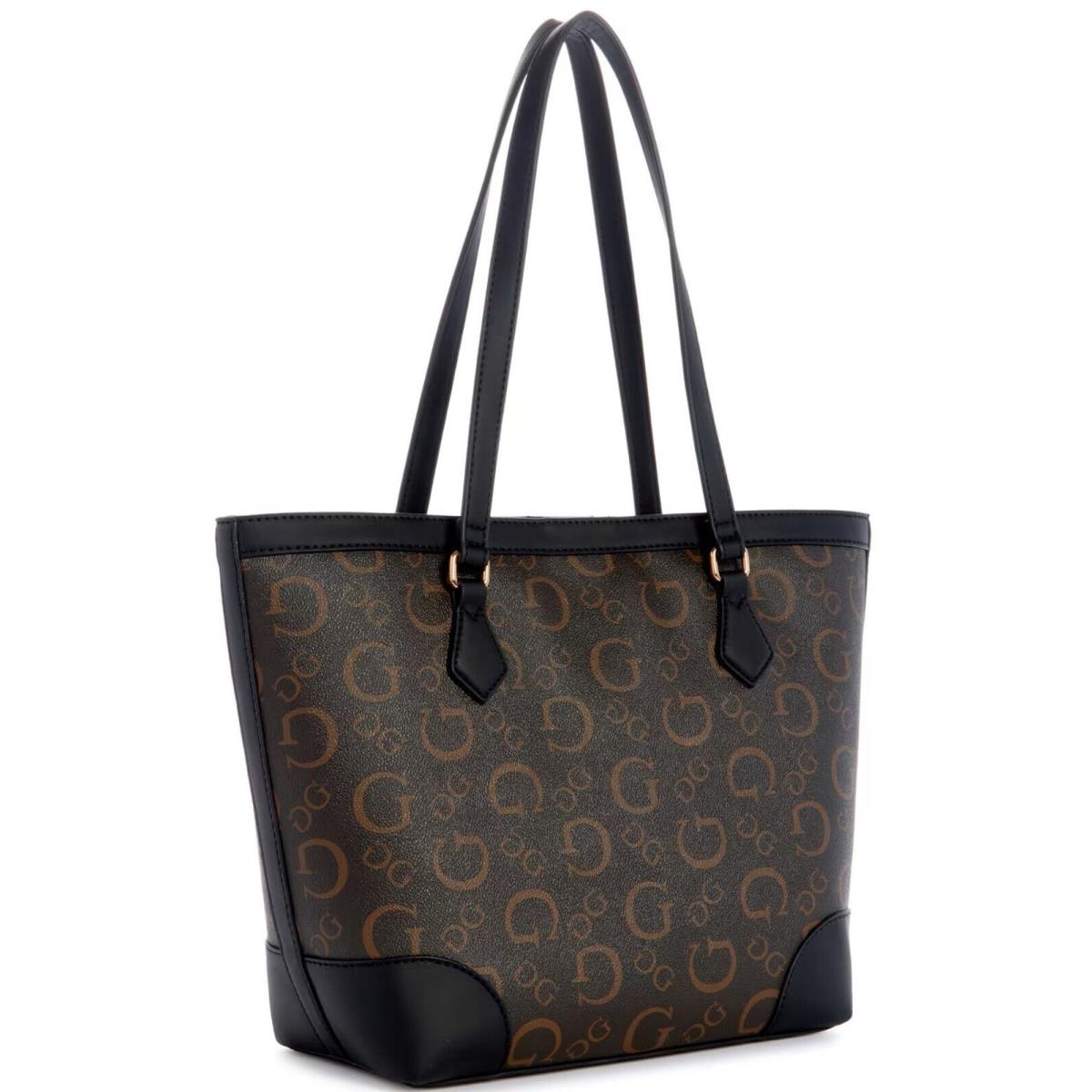 Guess Women`s Logo Tote Bag Handbag Purse + Coin Pouch - Natural Brown