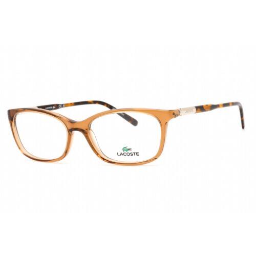 Lacoste Women`s Eyeglasses Transparent Brown Rectangular Clear Lens L2900 232
