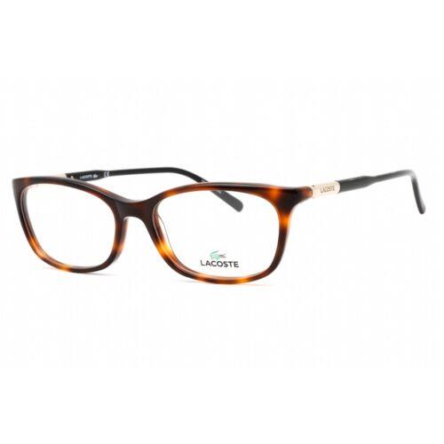 Lacoste Women`s Eyeglasses Havana Rectangular Shape Frame Clear Lens L2900 230