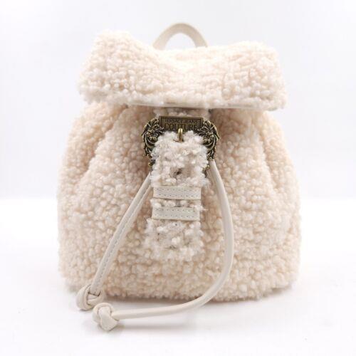 Versace Jeans Couture Shearling Fur Ivory Convertible Mini Backpack