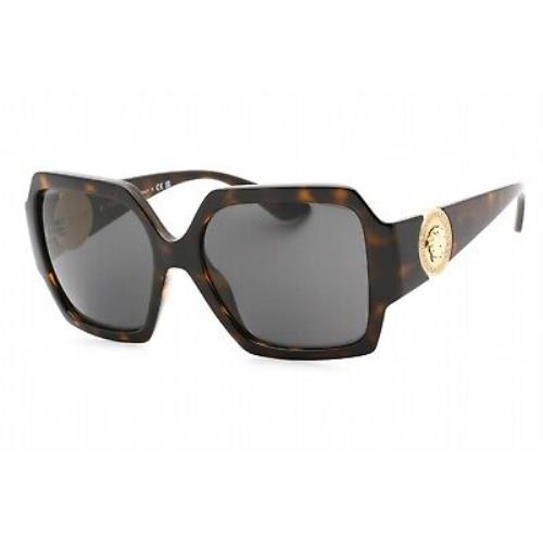 Versace 0VE4453 108/87 Sunglasses Dark Havana Frame Dark Grey Lenses 56 Mm