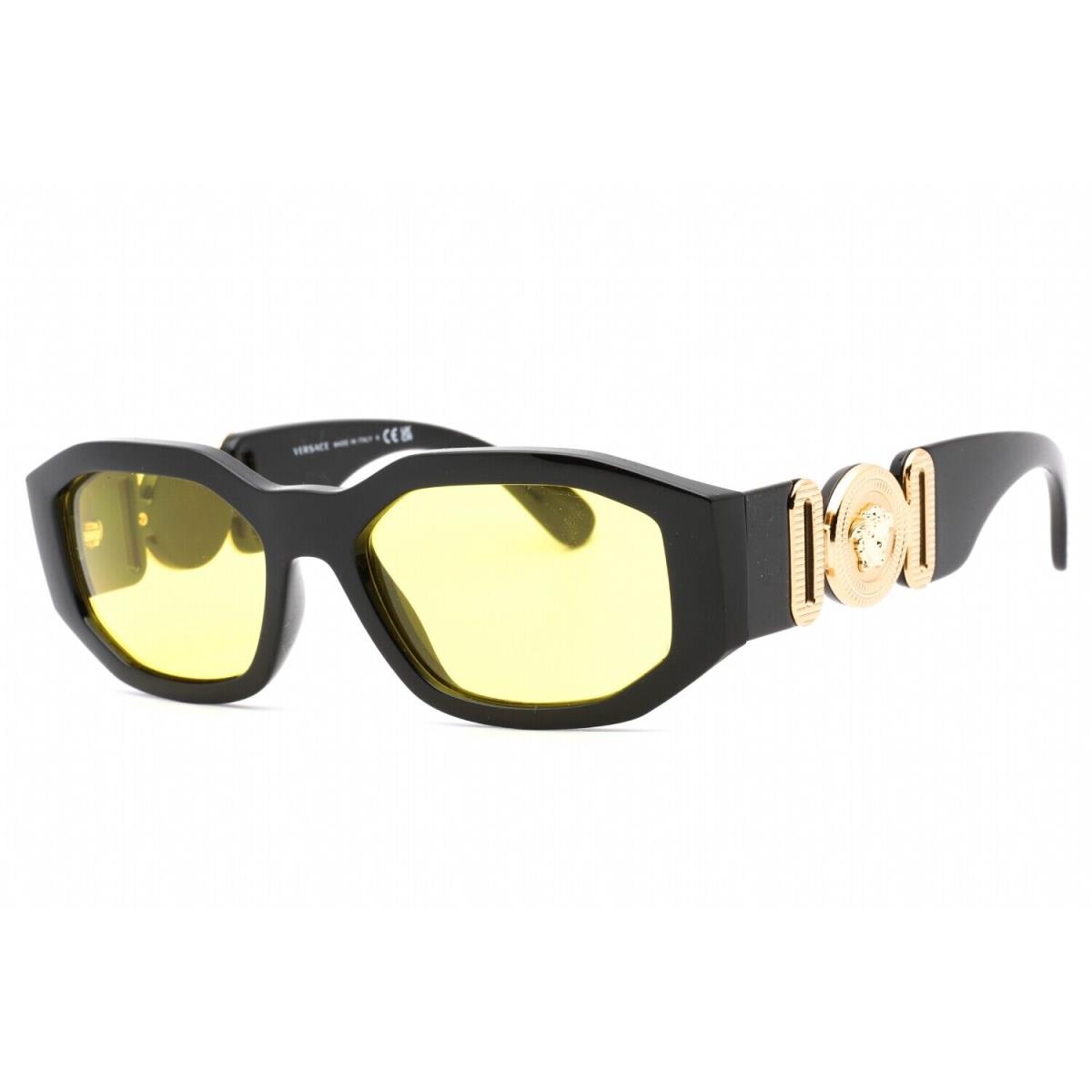 Versace VE4361 GB1/85 Sunglasses Black Frame Yellow Lenses 53mm