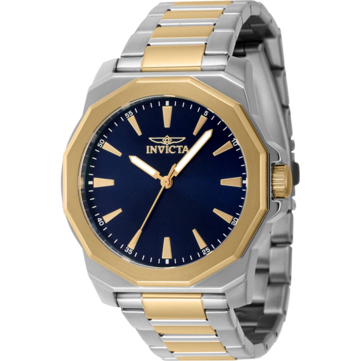 Invicta Men`s Watch Speedway Gold Tone Bezel Blue Dial Two Tone Bracelet 46838