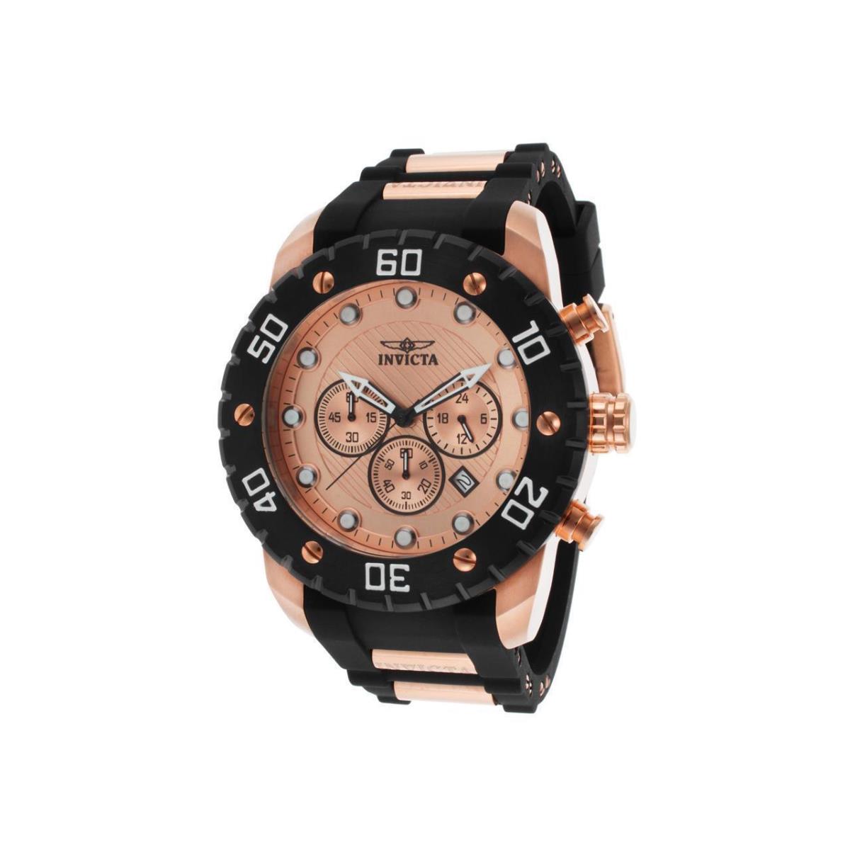 Invicta 20281 Pro Diver Chronograph Black Polyurethane Strep Rose-tone Dial