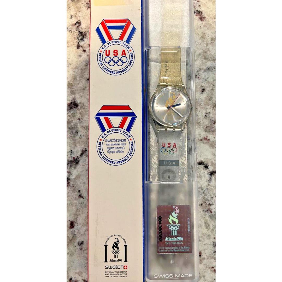 1996 Atlanta Olympics Swatch Watch Team Usa GZ150J Swiss Made Vintage - Dial: Multicolor, Band: Gold, Bezel: Multicolor