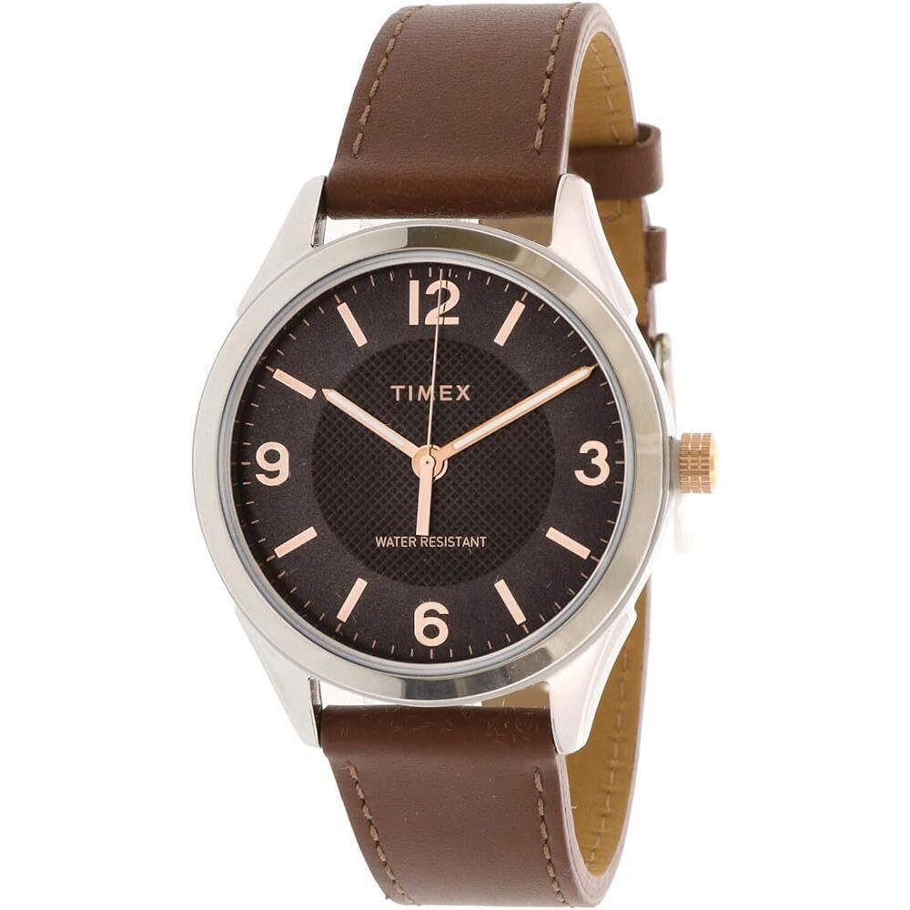 Timex Men`s Black Dial Brown Leather Briarwood Quartz Analog Watch TW2T66800