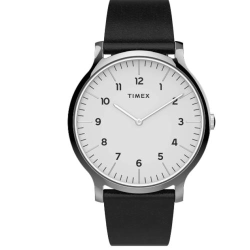 Timex Men`s White Dial Black Leather Quartz Fashion Analog Watch TW2T66300