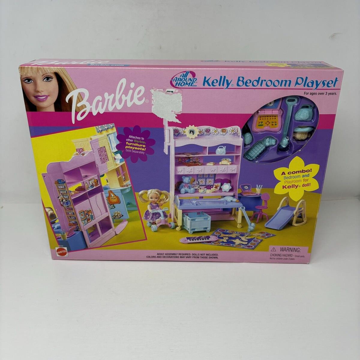 Vintage Nrfb 2001 Barbie All Around Home Kelly Bedroom Playset Uno Game Piano