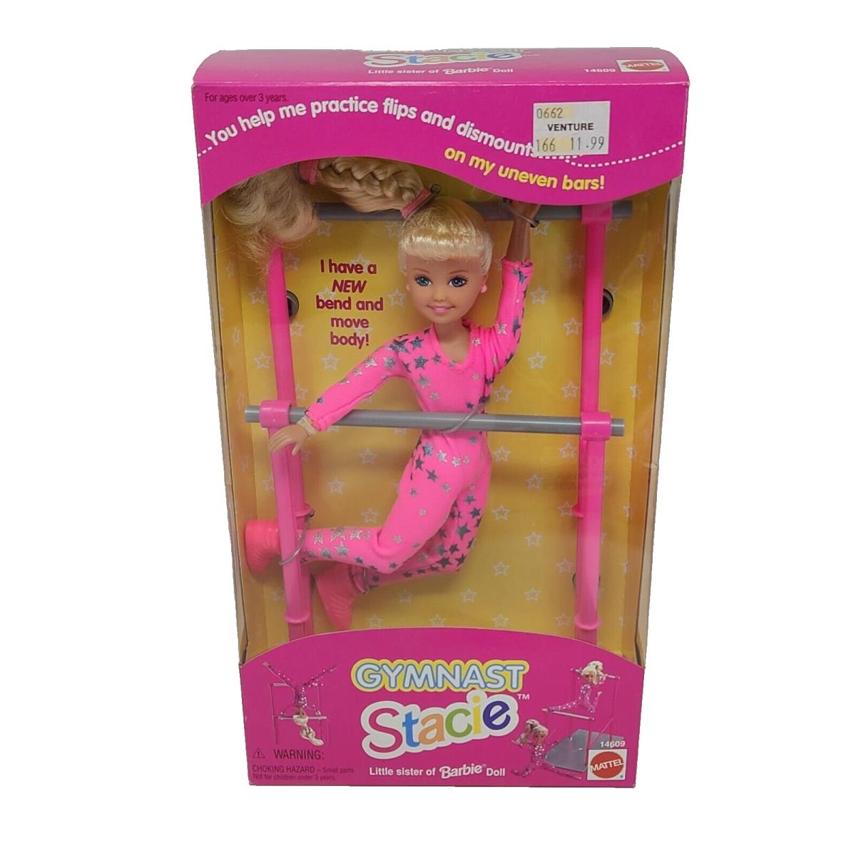 Vintage 1995 Gymnyst Stacie Barbie Sister Doll 14609 Uneven Bars