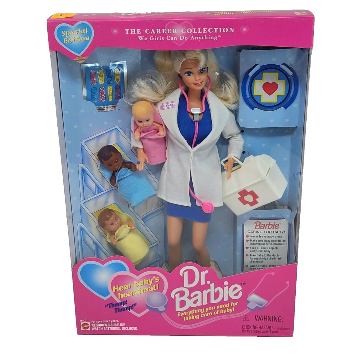 Vintage 1995 Dr. Barbie Doll W/ 3 Babies 15803 Mattel IN Box Nos