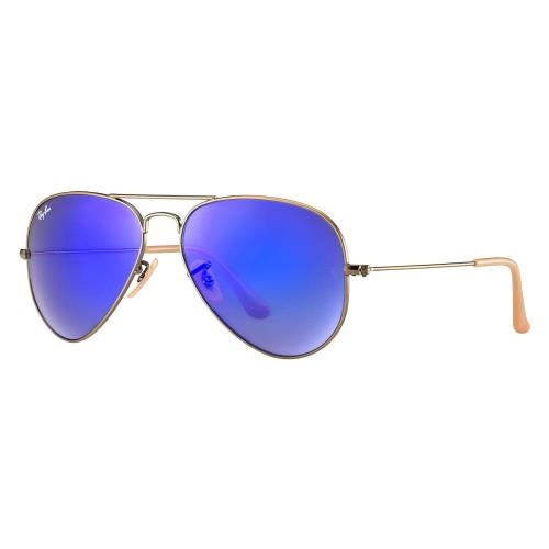 Ray-ban RB3025 167/68 Bronze Copper Aviator Large Metal Blue Mirrored Sunglasses - Frame: Gold, Lens: Blue