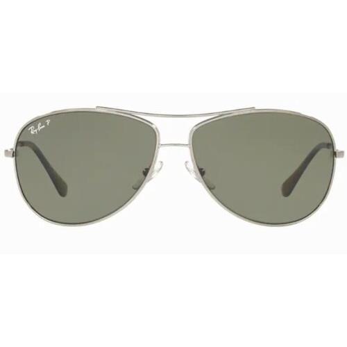 Ray Ban RB3293 004/9A 63-13 125 3P Polarized Aviator Silver/green