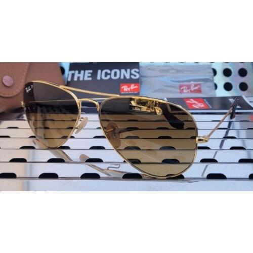 Ray Ban RB3025 001/M2 Aviator Sunglasses Arista w/ Brown Gradient Polarized