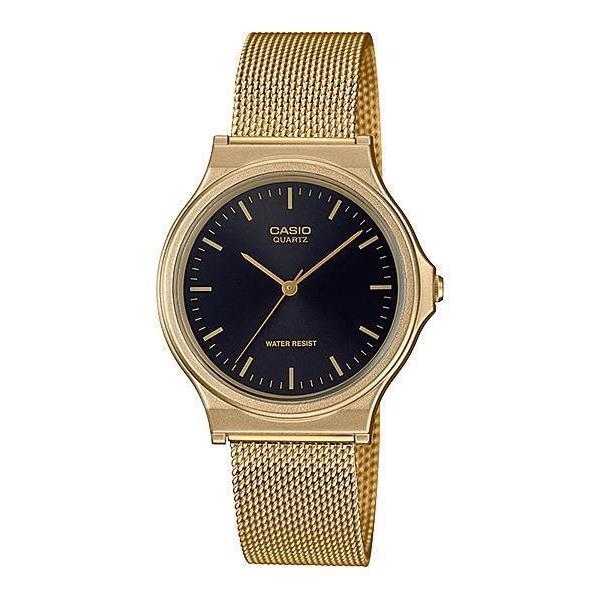 Casio Men`s Mesh Golden Bracelet Blue Dial Analog Watch MQ-24MG-1E