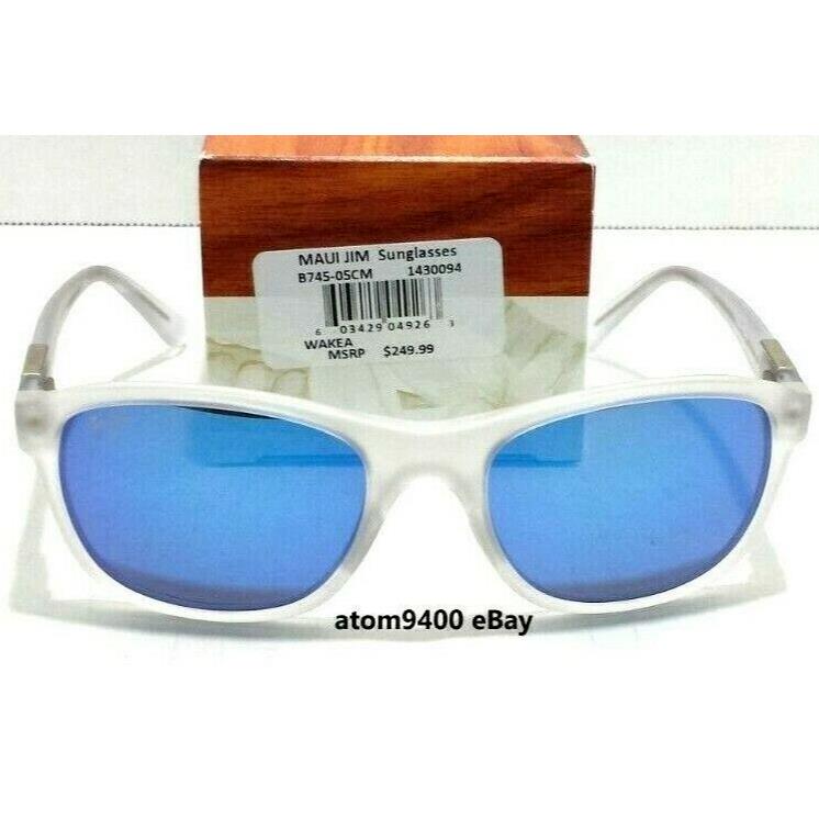 Maui Jim Sunglasses Crystal White Matte Frame Blue Hawaii Lens Wakea Model