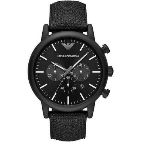 Emporio Armani Black Silicone and Steel Chronograph Watch - Black