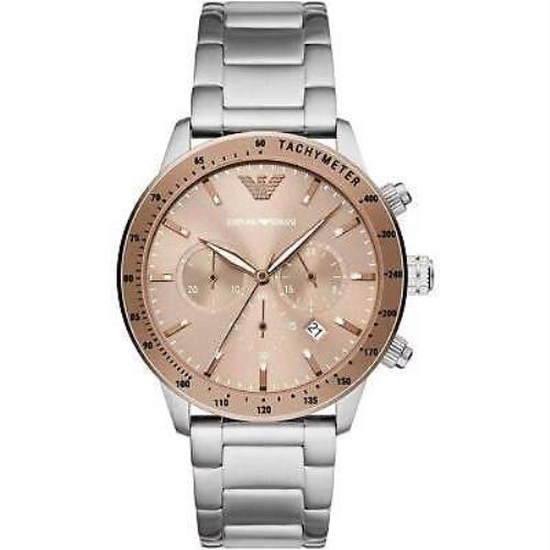 Emporio Armani Bronze and Silver Steel Chronograph Watch