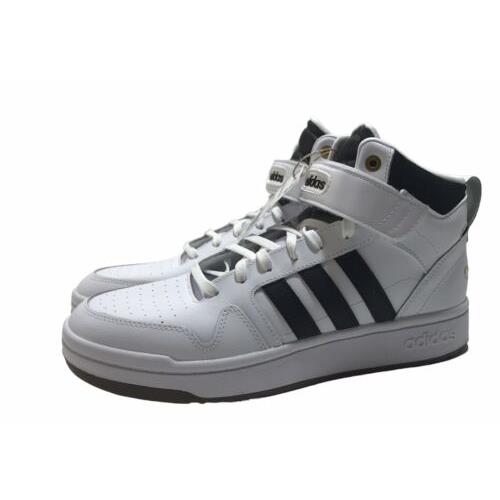 Adidas Men`s Postmove Mid Basketball Shoe Color White/core Black/gol Size 10 - White