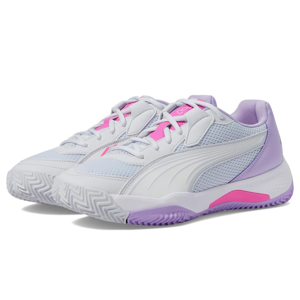 Woman`s Sneakers Athletic Shoes Puma Nova Court Silver Mist/Puma White/Vivid Violet