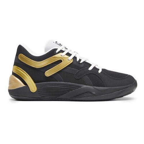 Puma Trc Blaze Court Basketball Mens Black Gold Sneakers Athletic Shoes 376582