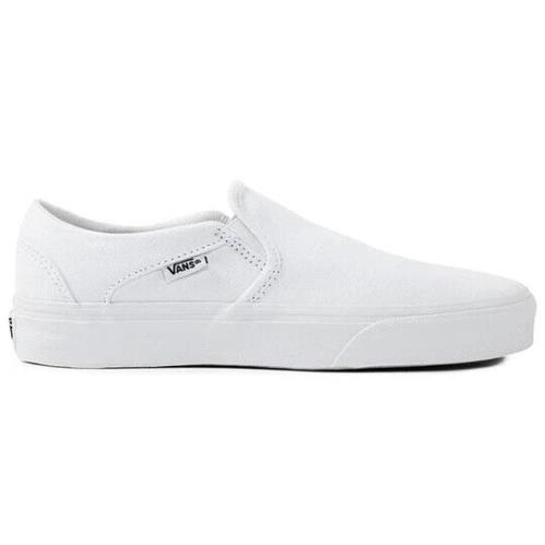 Vans Asher VN0A32QMI7Q Women`s White Canvas Slip-on Skateboard Shoes KHO140 - White