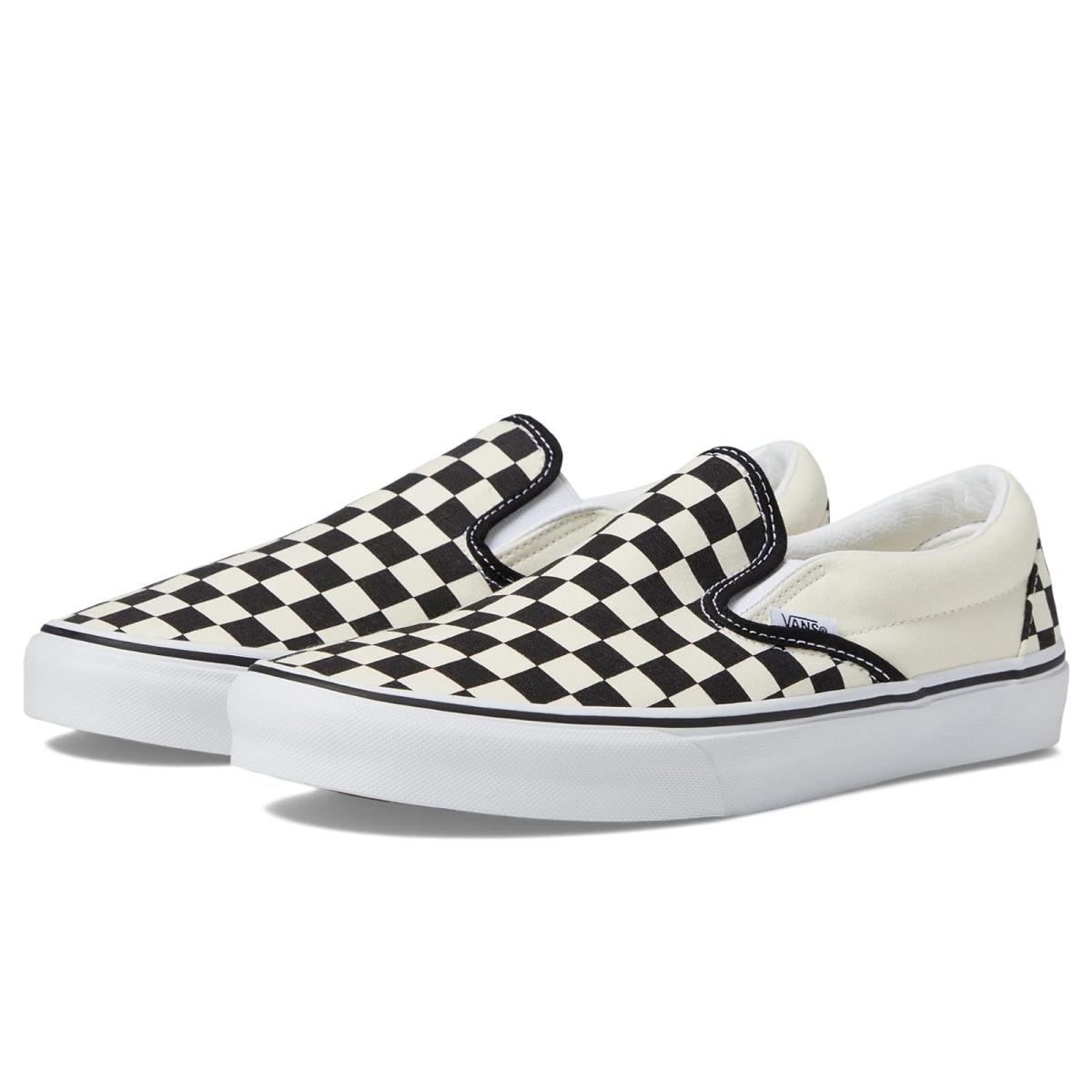 Unisex Sneakers Athletic Shoes Vans Classic Slip-on Wide Checkerboard Black/Classic White