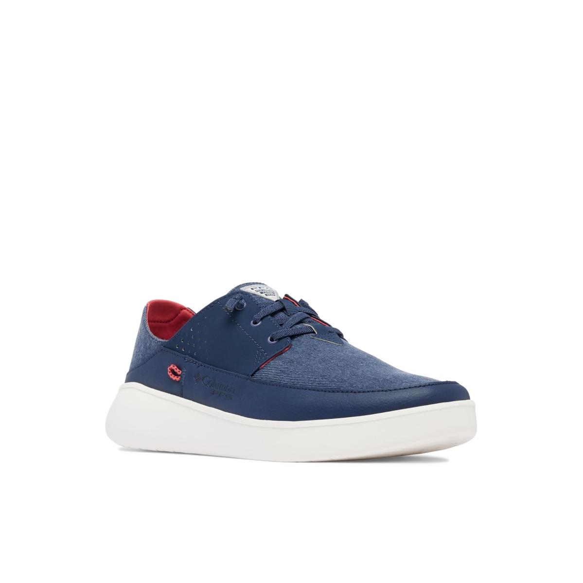 Man`s Boat Shoes Columbia Boatside Relaxed Pfg Collegiate Navy/Sunset Red
