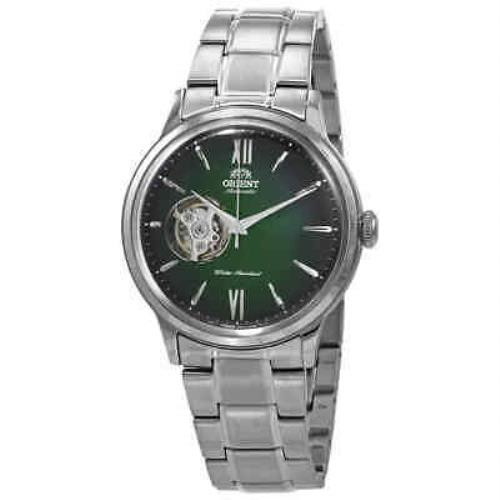 Orient Helios Automatic Green Dial Men`s Watch RA-AG0026E - Dial: Green (Open Heart), Band: Silver-tone, Bezel: Silver-tone
